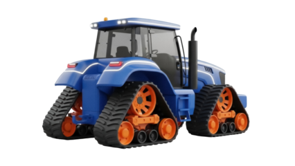 Isolated concept farm tractor with rubber tracks for agriculture, farming vehicle, equipment