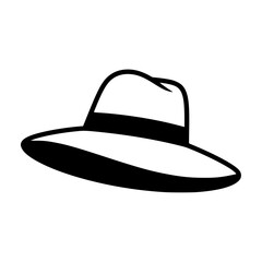 Bold Minimalist Garden Sun Hat Vector Icon. Black and White Flat Design Straw Hat Silhouette for SVG Cutting Files, Gardener Apparel Branding, Summer Hobby Logo, and Modern Outdoor Living Illustration