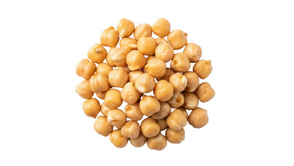 Isolated pile of cooked chickpeas, tan-colored legumes used in Middle Eastern cuisine