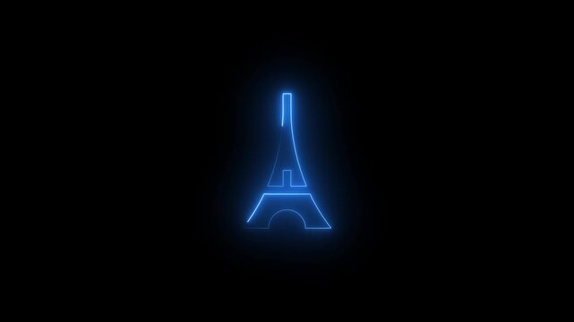 Blue Neon Eiffel Tower Icon paris france