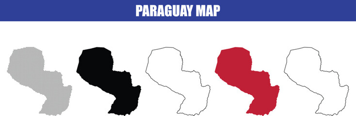 Paraguay Map Outline with Regions Highlighted