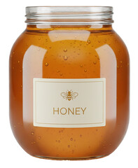 Honey Jar with Label Isolated on White Background