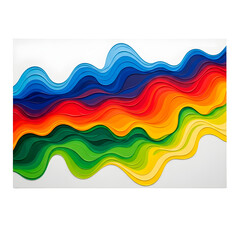 Colorful wavy rainbow layers on transparent background