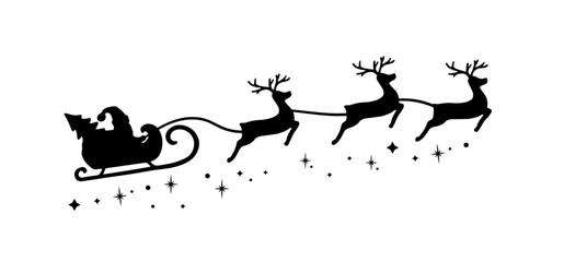Flying deer silhouette christmas. Reindeer Flying Image vector illustration.