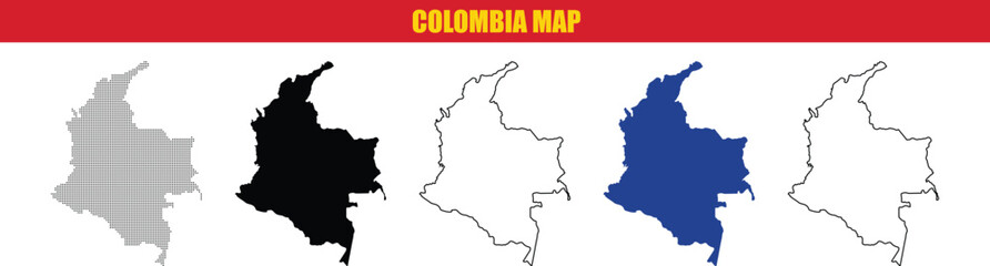 Colombia Map Illustrations in Various Styles and Colors