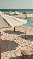 Glass of ros&eacute; wine at sunset on sandy beach with gentle sea waves
