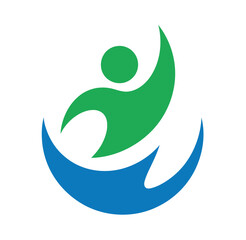 Obraz premium Green and Blue Human Logo