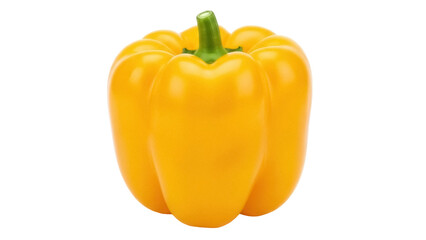 Isolated yellow bell pepper with a green stem, a vibrant and healthy vegetable close-up