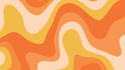 Retro seventies style abstract pattern with flowing orange and yellow shapes