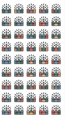 Cultural Harmony Icons: A pattern of vibrant icons, each a miniature representation of various cultural landmarks, reflecting the diversity and interconnectedness of global heritage.