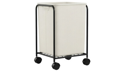 Isolated laundry cart with hamper, modern home storage for clothes, clean apartment lifestyle © Julie