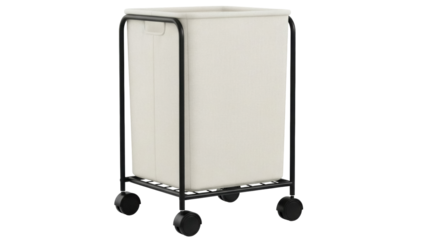 Isolated laundry cart with hamper, modern home storage for clothes, clean apartment lifestyle