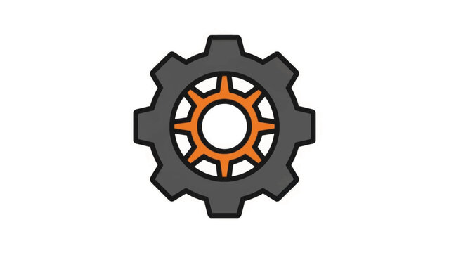Gear icon vector illustration. Mechanical cogwheel symbol for settings and configuration. Industrial machine part design element.