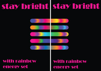 Modern abstract poster with colorful rainbow gradient bars and bold typography on dark background. Creative vector design for inspiration, branding, digital art, and social media use