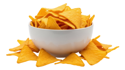 Isolated bowl of crunchy tortilla chips perfect for snacking, parties, or a delicious side dish
