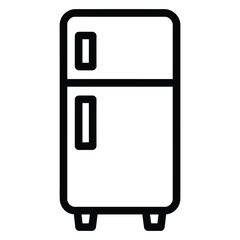 refrigerator line icon in minimal outline style, simple kitchen appliance illustration for home, food storage, household and design use