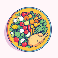 Vsai healthy meal with chicken and fresh vegetables