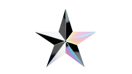 Isolated Star Design with Metallic Gloss, Shimmer and Glamorous Style Ornament or Decoration