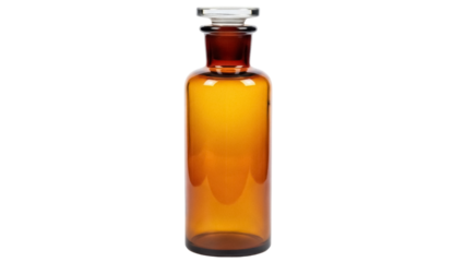 Isolated brown apothecary bottle, old-fashioned chemical lab glass container with stopper