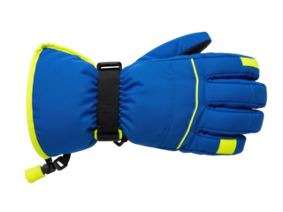 Isolated blue ski glove, winter accessory for skiing and snowboarding, cold weather gear