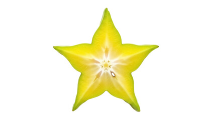 Isolated Star Fruit slice showing the seeds and juicy flesh for food photography