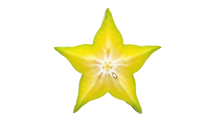 Isolated Star Fruit slice showing the seeds and juicy flesh for food photography