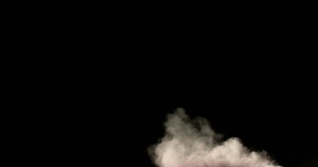 Super slow motion dust particle explosion captured at 500 fps with a high-speed camera. Expanding cloud of fine powder and debris, isolated on black background. Ideal as realistic VFX overlay. - Powered by Adobe