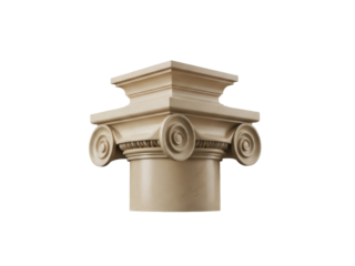 Isolated capital architecture pillar building element design scroll Ionic fluted column part