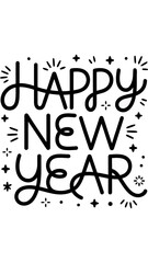 New Year Greeting: Artistic greeting of Happy New Year, with festive typography for seasonal celebration.