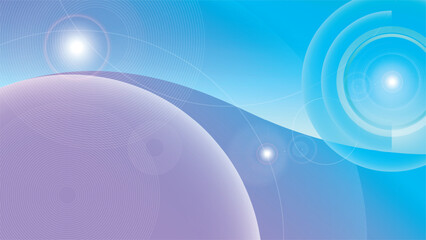 Abstract blue and purple background with glowing light flares and circular shapes