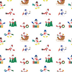 Christmas seamless pattern with snowmen