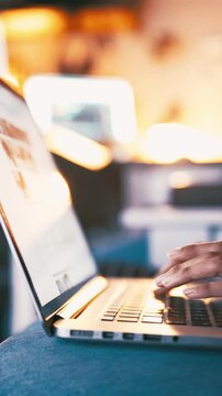 Work from home, people or hands with laptop, typing edit notes or writing article feedback for draft. Computer screen, change feature or editor with story review, fact check or couple of freelancers