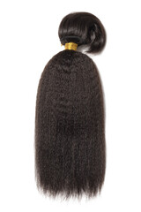 Straight black afro coarse human hair extensions bundle