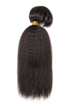 Straight black afro coarse human hair extensions bundle