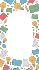 Knowledge is Power: The image frames education with its diverse elements, featuring textbooks, lightbulb, pencil, and paper to create a visual invitation to a wealth of knowledge. 