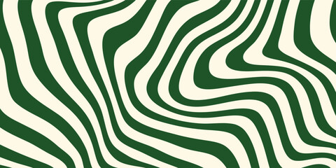 Abstract Green and Cream Wavy Stripes Pattern. © Fendik eps
