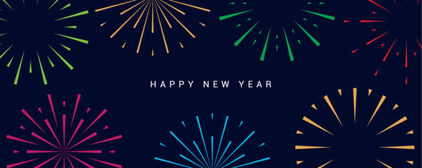 happy new year colorful fireworks vector illustration