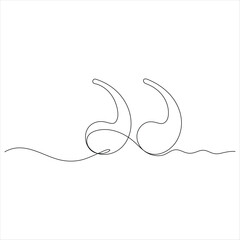 Quotation mark in continuous one line drawing vector illustration