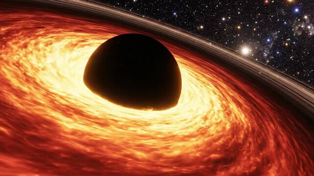 Black Hole Accretion Disk in Deep Space Scene.