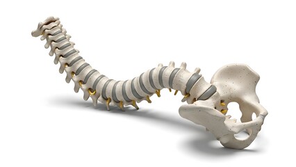 Naklejka premium Detailed 3D Illustration of a Human Spine and Pelvis Anatomy.