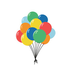 Colorful Balloon Clipart Illustration for Celebration Party Birthday Festival Flat Vector Design