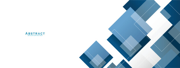 Blue Geometric Abstract Background with Layered Squares Modern Corporate Technology Vector Design