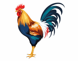 Fototapeta premium rooster; chicken; hen in illustration in brush stroke painting,