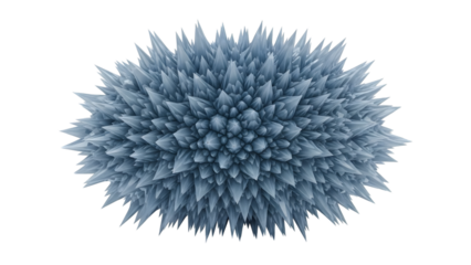 Blue spiky spherical with sharp protrusions isolated on a transparent background sphere