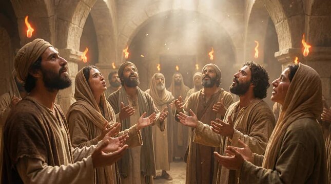 The Day of Pentecost, The Holy Spirit Descends upon Jesus&rsquo; Disciples with Tongues of Fire