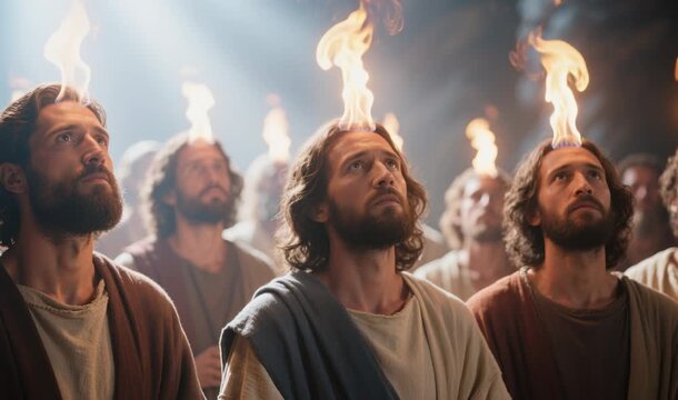 The Day of Pentecost, The Holy Spirit Descends upon Jesus&rsquo; Disciples with Tongues of Fire