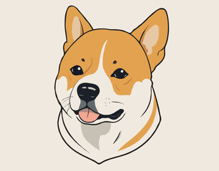 dog, shiba, retriever, bulldog, head, animal illustration