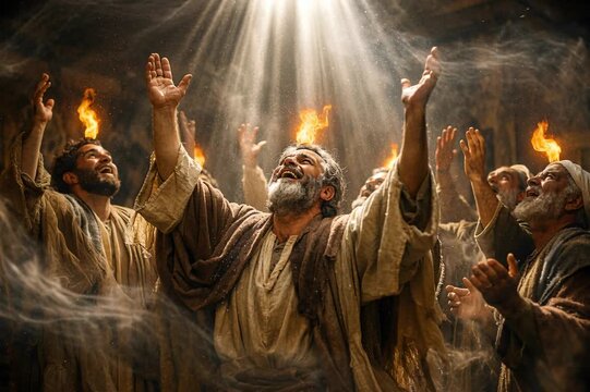 The Day of Pentecost, The Holy Spirit Descends upon Jesus&rsquo; Disciples with Tongues of Fire