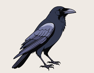 raven in illustration in brush stroke painting,