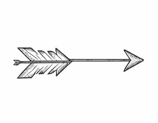 Vintage hand drawn arrow illustration in black and white on a wh